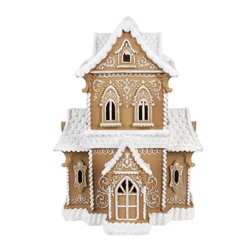 Mézeskalács házikó LED-es, 28x21x37cm, műanyag, CLEEF.6PR3906GG