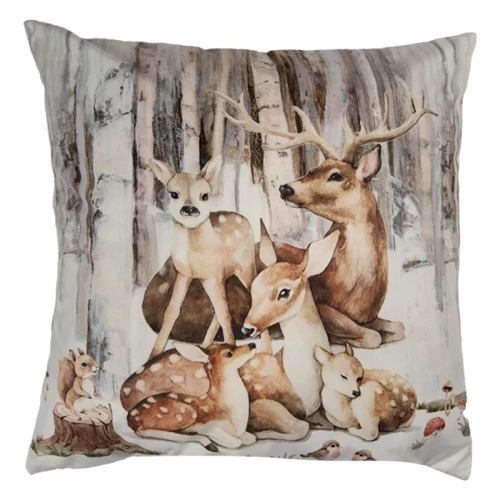 Textil párnahuzat 45x45cm, 100% polyester, őzike család, CLEEF.KT021.404