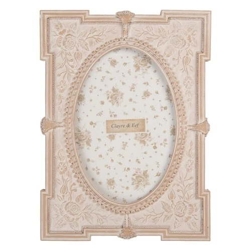 Antik pink rózsás képkeret 15x2x21/10x15cm, műanyag, CLEEF.2F1368S