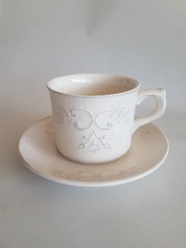 Romantik csipkés nagyibögre,0,5 l ,natur,kerámia,kézzel festett, V.K.34-09