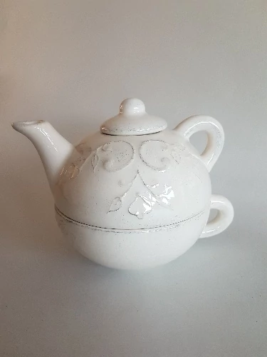 Romantik csipkés egyszemélyes teás,0,25 l,natur,kerámia,kézzel festett, V.K.34-17